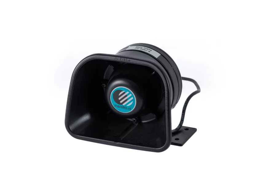 Haztec 50 Watt speaker met rechthoekige hoornvorm en Marelko logo