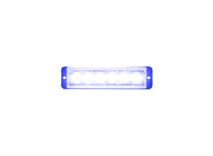 Blauwe Ultra Slim 6 LED warning light van Marelko in werking