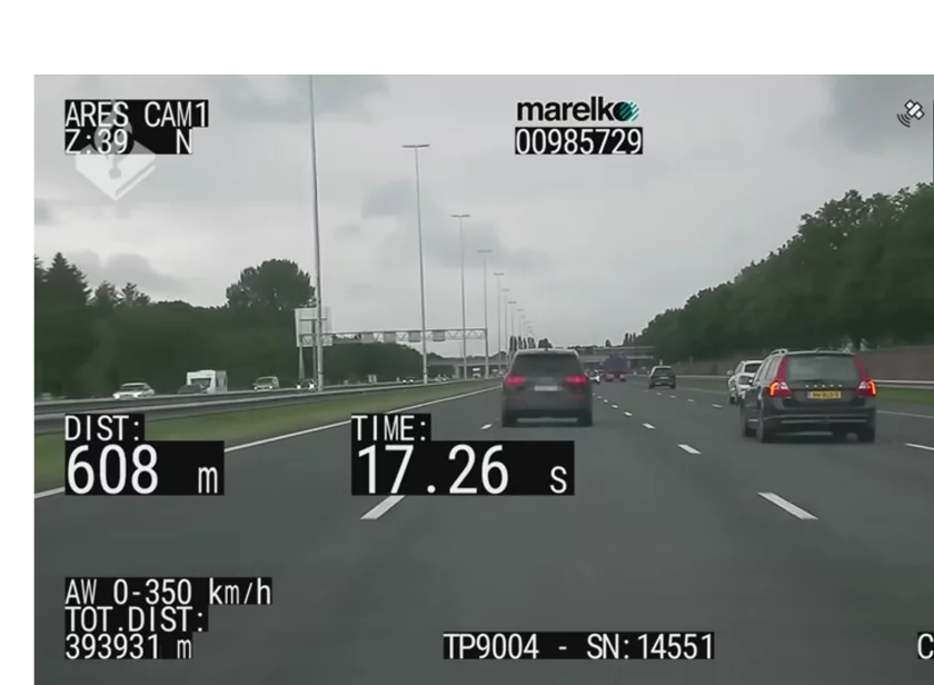 Palmenco ARES videosurveillance beeld met snelheidsmeting van Marelko